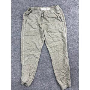 LOGG H&M Pants Women's 14 Green Pull On Elastic Waist Paperbag Viscose